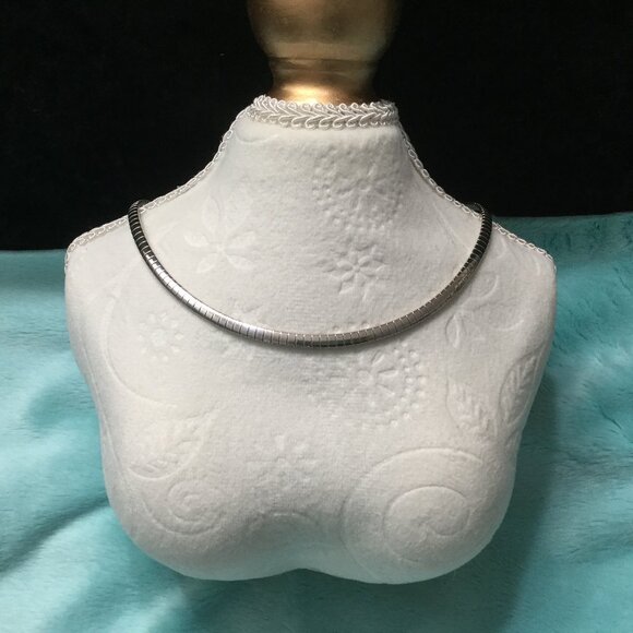 MILOR Sterling Silver 925 Omega Necklace Choker 16" Italy 20g Vintage New - Picture 2 of 13